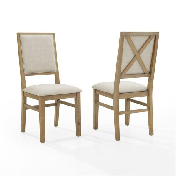 Templeton 2 Piece Joanna Upholstered Back Chair Set, Rustic Brown & Creme TE3291290
